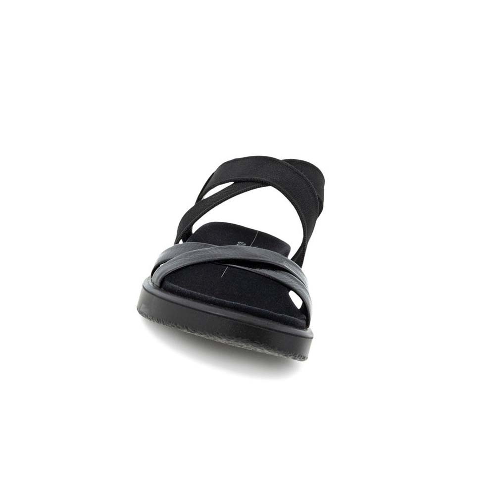 Women's Ecco Flowt Flat Strappys Sandals Black | Canada 181FDN